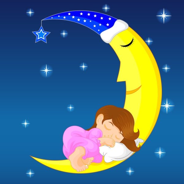 Мальчик спит на месяце