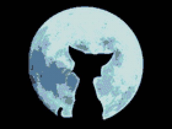 Кот на фоне Луны