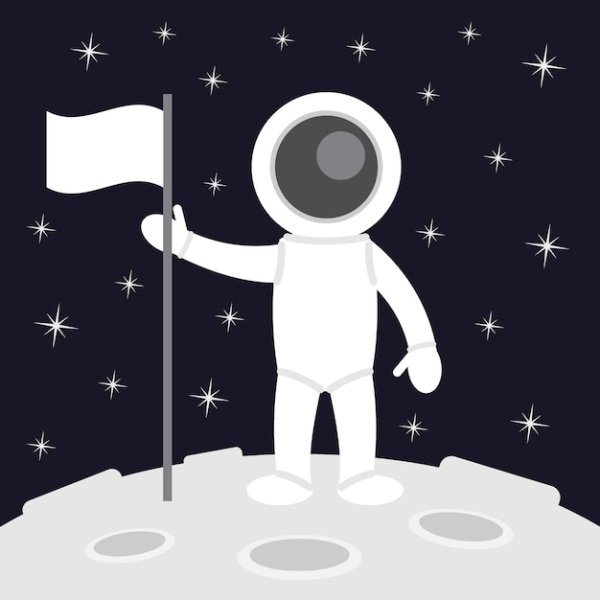 Космонавт на Луне с флагом