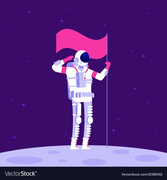 Космонавт держит флаг