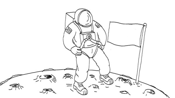 Космонавт с флагом раскраска