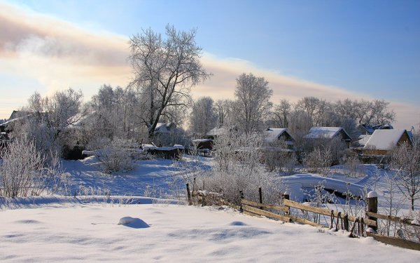 Природа зима деревня