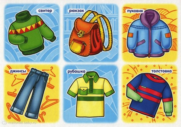 Одежда карточки для детей