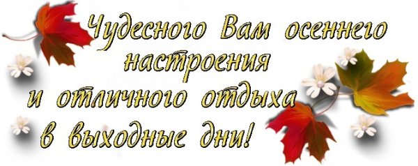 Доброго осеннего дня и хороших выходных