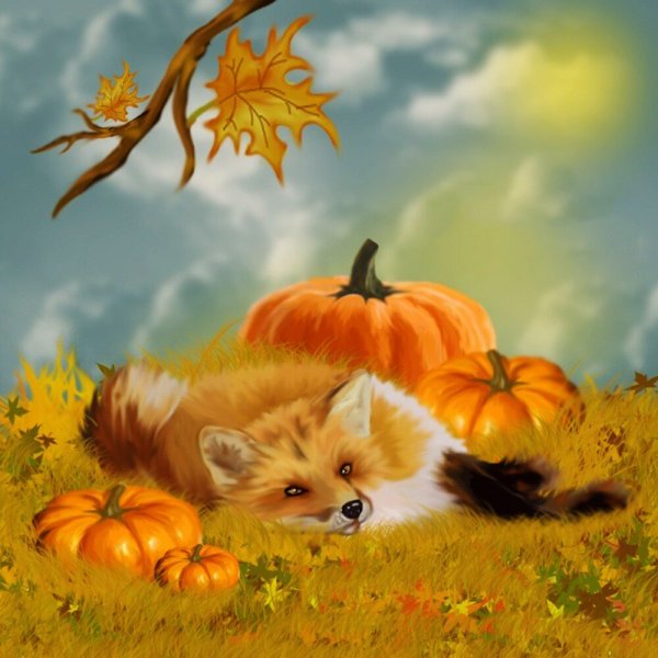 Осенние рисунки с животными