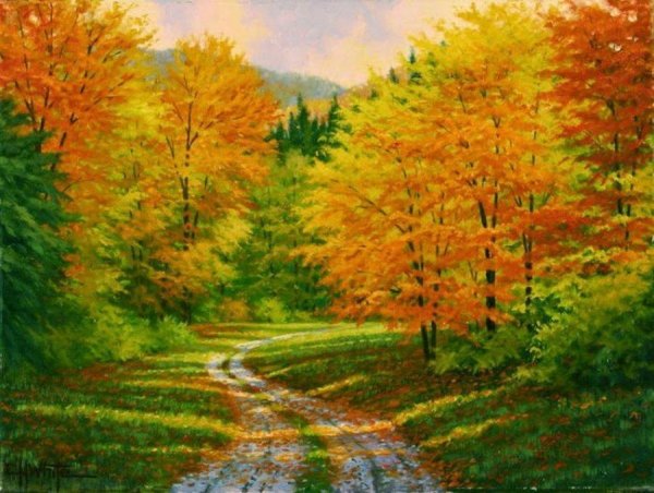 7 занятие. Рисуем отпечатками листьев «Осенний лес»