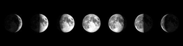 Фазы Луны на черном фоне