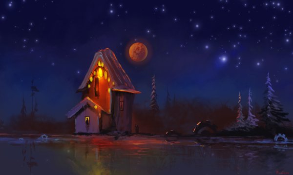 Ночь Луна дом