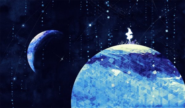 Планета на фоне звездного неба
