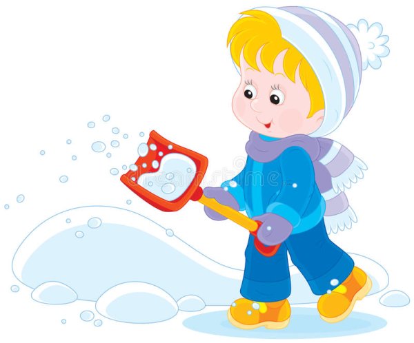 Мальчик с лопаткой зимой