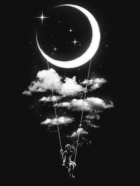 Луна черно белая