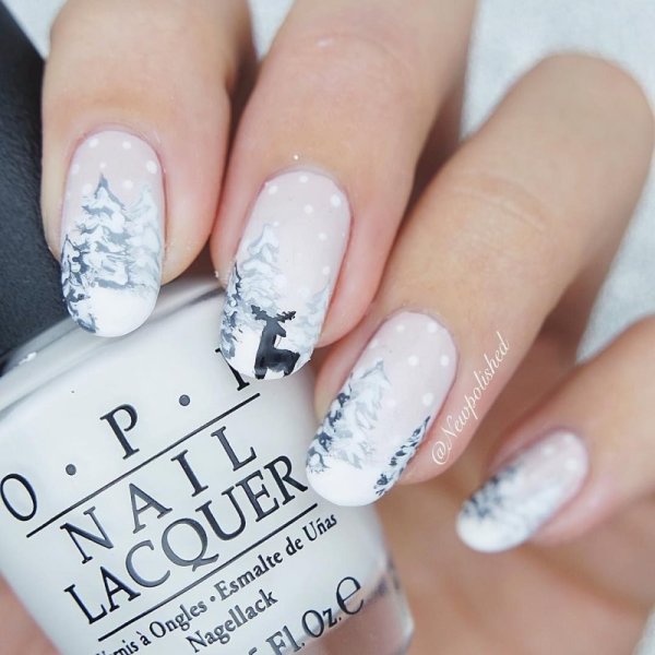 Белые зимние ногти