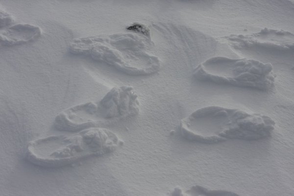 Следы человека на снегу