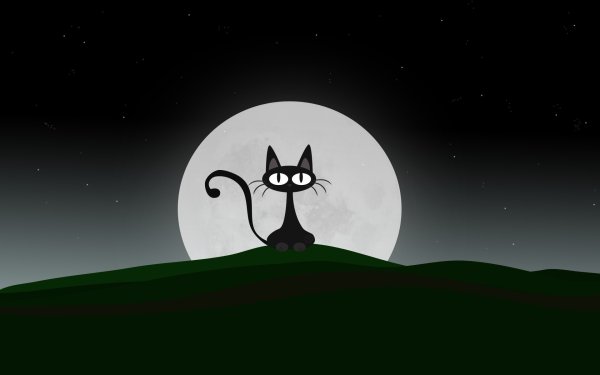 Кот на фоне Луны
