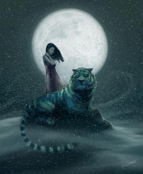 Девушка и кот фэнтези