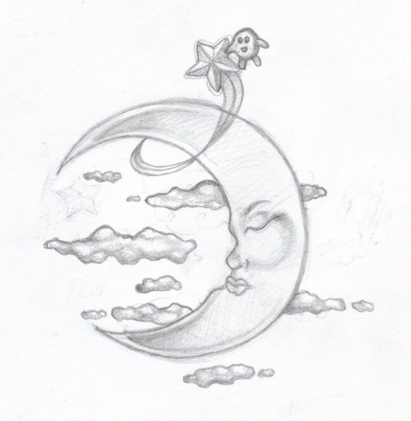Рисунки для срисовки Луна