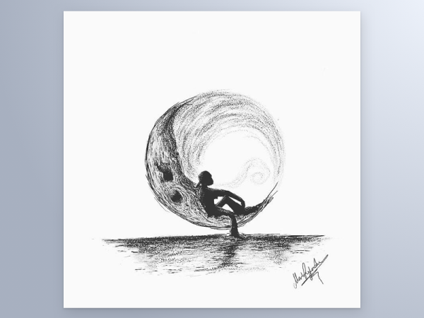 Красивый рисунок Луны для срисовки