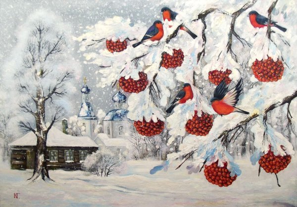 Григорий Ксенев художник зима Снегири