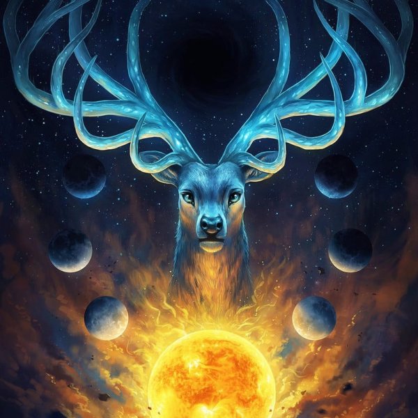 Олень и Луна арт