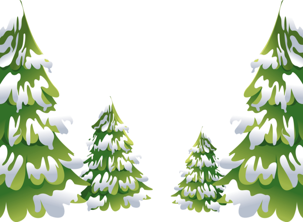 Мультяшные елки в снегу