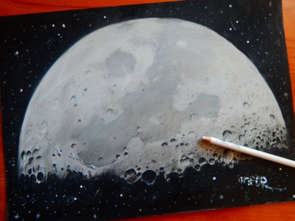 Кратеры Луны акварель