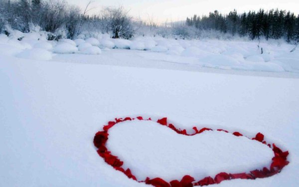 Романтические надписи на снегу