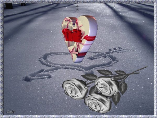 Роза на снегу в сердце