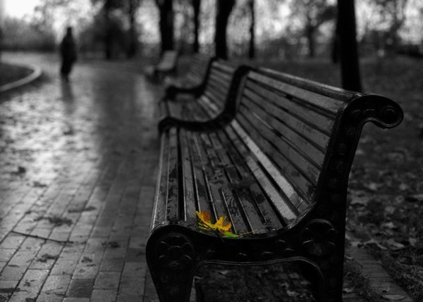 Скамейка черно белая