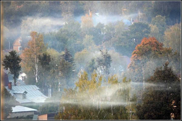 Осень. Деревня дым