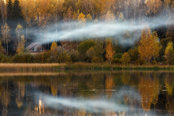 Осенний вечер дымка