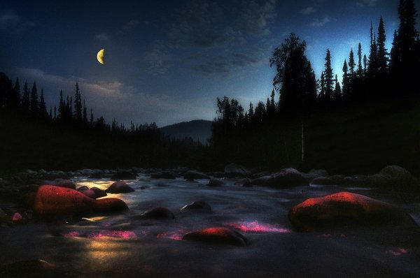Ночь река Луна
