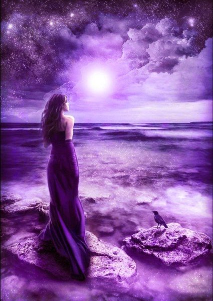 Девушка на сиреневой Луне