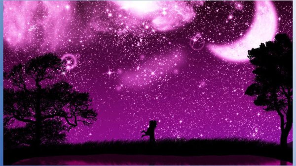 Фиолетовое дерево ночь звезды