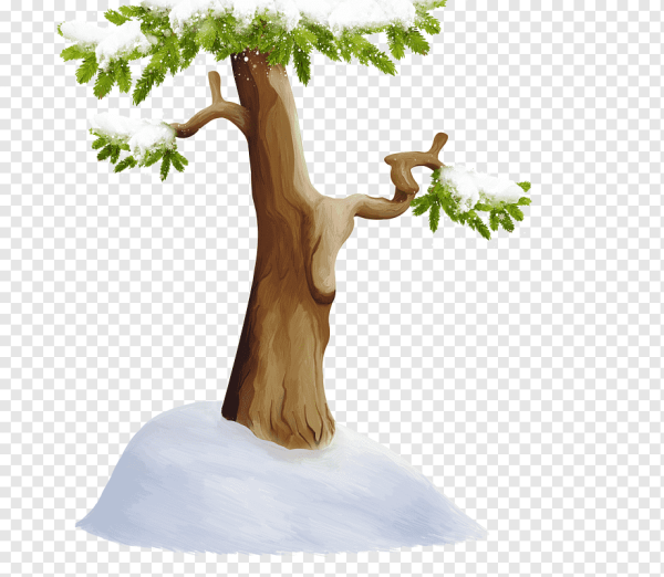 Дерево в снегу мультяшное