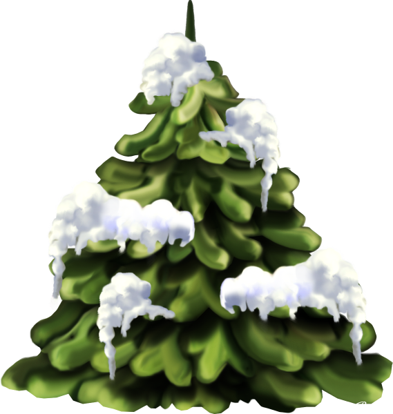 Ель в снегу на прозрачном фоне