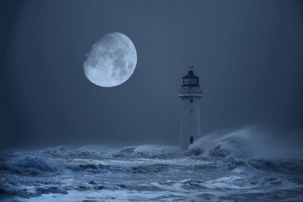 Ночь море Маяк