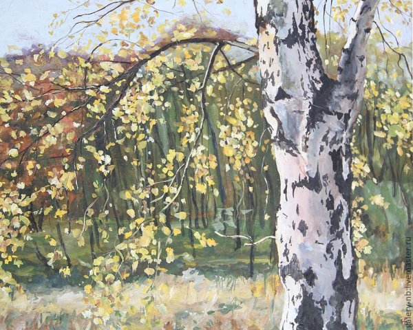 Березовая роща осенью Этюд