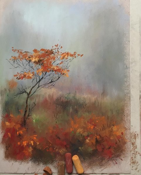 Елена Юшина осенний пейзаж живопись пастелью