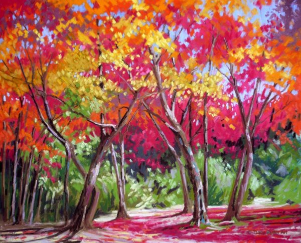 Осенний лес мелками