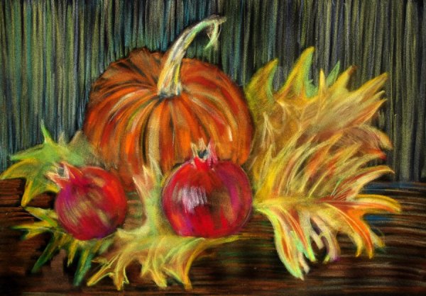 Рисование пастелью осень натюрморт