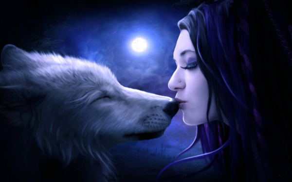 Волчица и девушка