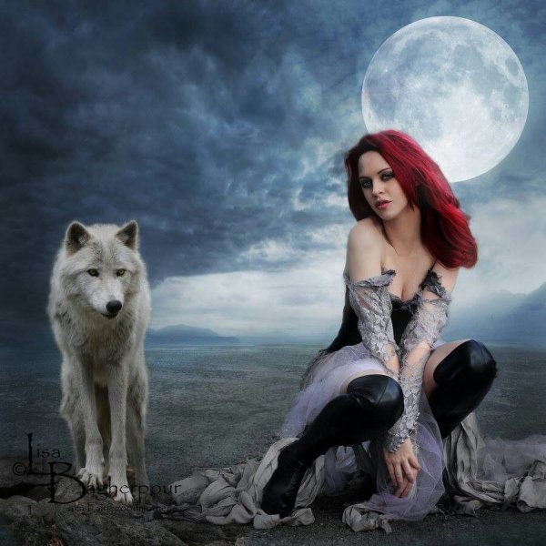 Красивая ведьма с волком