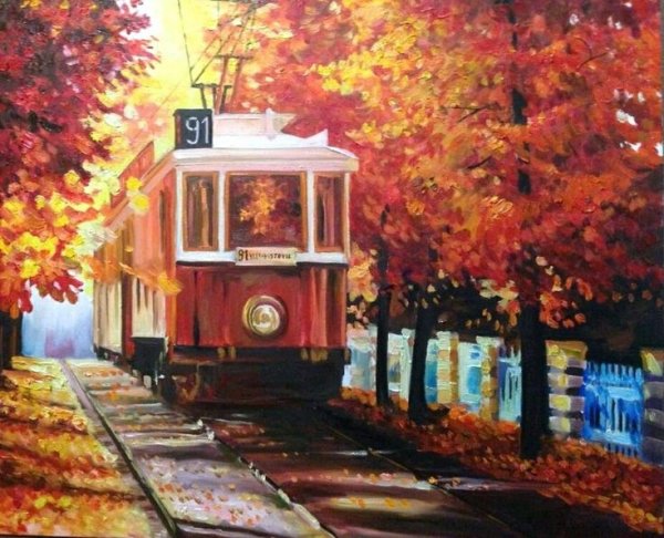 Живопись Пятигорск красный трамвай