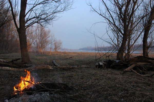 Костер в лесу Весна