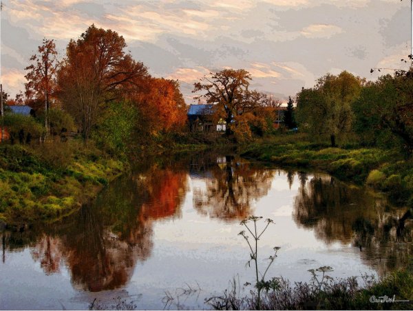 Сумерки осень река