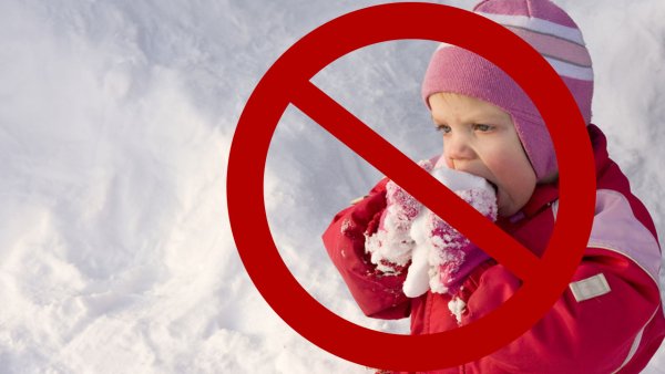Дети едят снег и сосульки