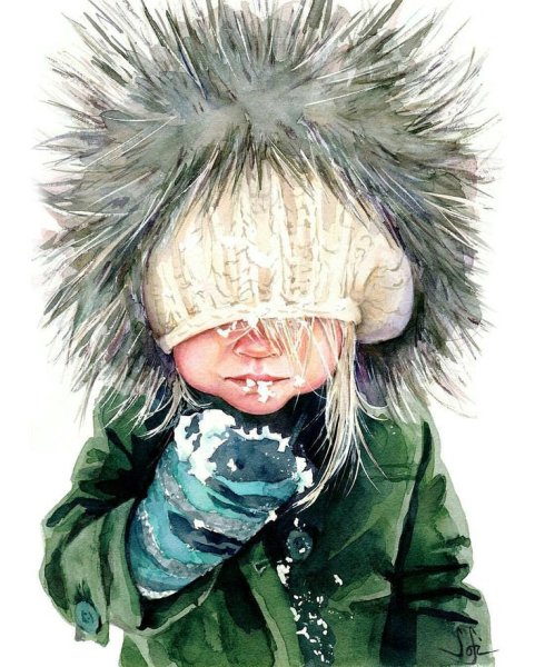 Дети зимой арт