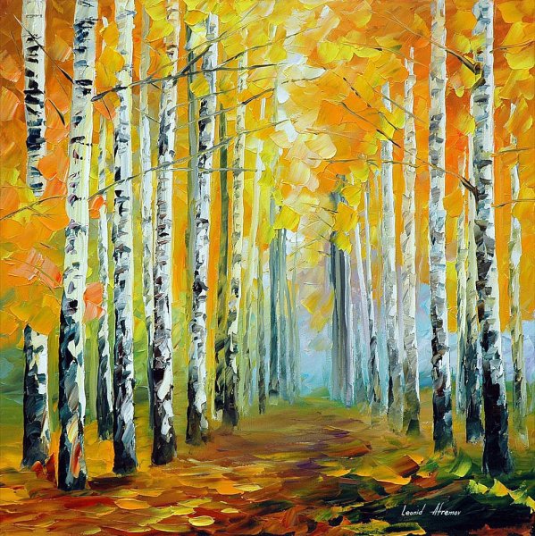 Леонид Афремов осень береза