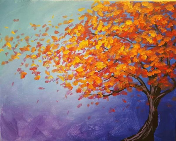 Правополушарное рисование осеннее дерево