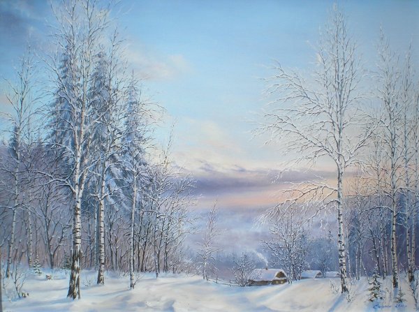 Художник Владимир Смолин зимний пейзаж
